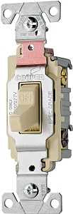 Eaton Wiring Devices CS320V Series Toggle Switch, Ivory, 20 A, 120/277 V, 3-Position, Screw Terminal