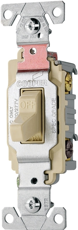 Eaton Wiring Devices CS320V Series Toggle Switch, Ivory, 20 A, 120/277 V, 3-Position, Screw Terminal