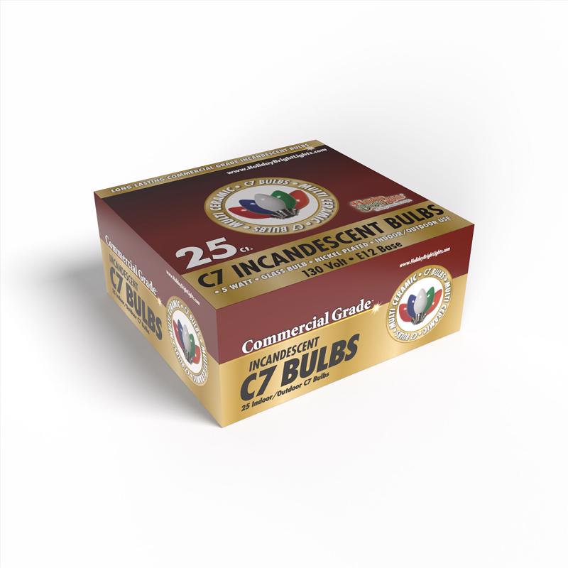 Holiday Bright Lights Incandescent C7 Multicolored 25 ct Replacement Christmas Light Bulbs 0.08 ft.
