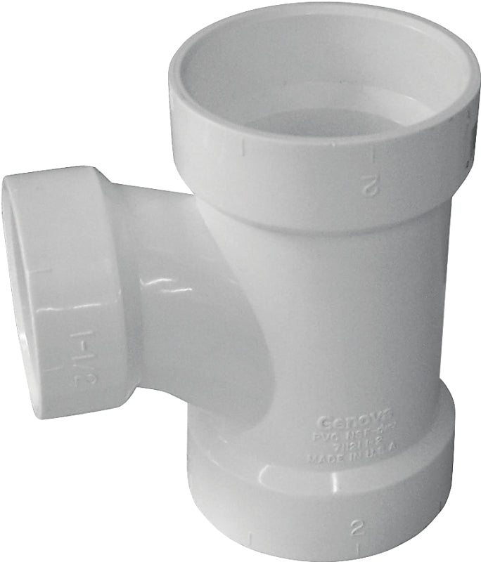 Canplas 192138P DWV Reducing Sanitary Tee, 4 x 1-1/2 in, Hub, PVC, SCH 40 Schedule
