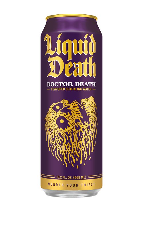 Liquid Death 1700237 Sparkling Water, Dr. Death, 19.2 oz Can, Pack of 24