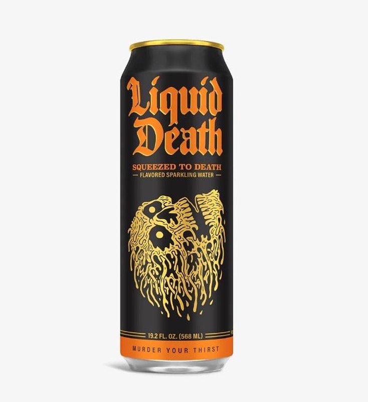 Liquid Death 1700888 Sparkling Water, Squeezed to Death, 19.2 oz Can, Pack of 24