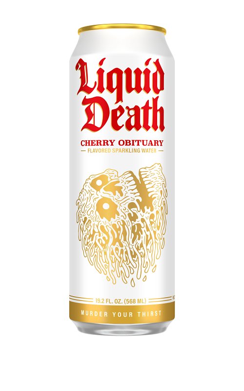 Liquid Death 1700895 Sparkling Water, Cherry Obituary, 19.2 oz Can, Pack of 24