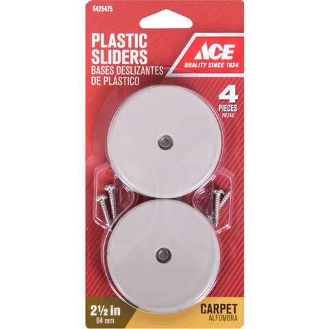 Ace White 2-3/8 in. Screw-On Plastic Sliders 4 pk