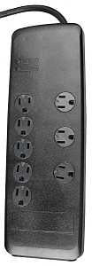 Woods 41618 Surge Protector, 120 VAC, 15 A, 8-Outlet, 3540 J Energy, Black