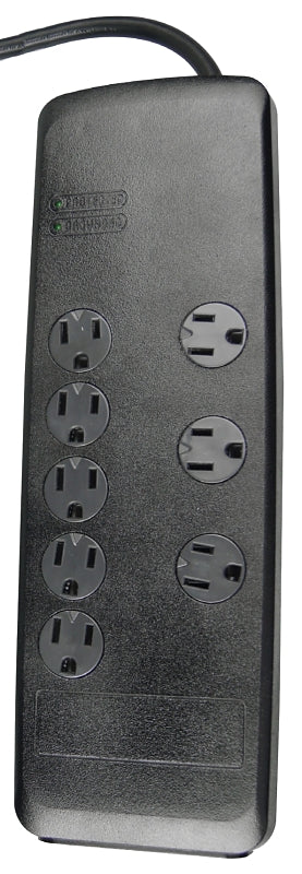 Woods 41618 Surge Protector, 120 VAC, 15 A, 8-Outlet, 3540 J Energy, Black