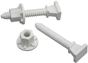 Plumb Pak PP835-19 Bolt Set, 5/16 in Dia x 2-3/8 in L Dimensions, Plastic