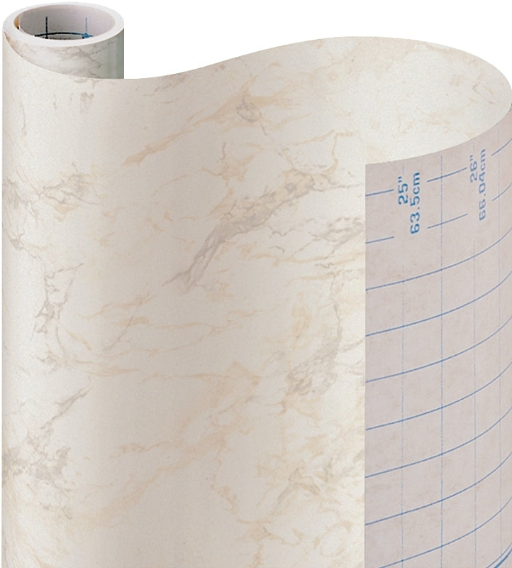 Con-Tact 09F-C9823-12 Contact Paper, 9 ft L, 18 in W, Marble Pattern, Paper, Beige Marble