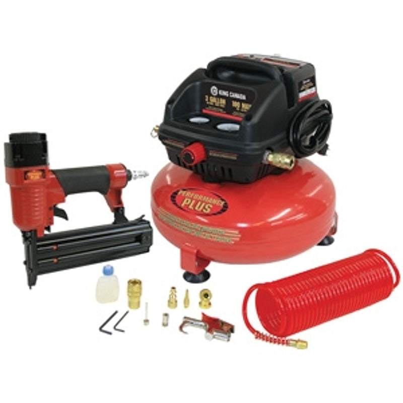 King Canada Performance Plus 8438/8200B Air Compressor Combo Kit, Electric, 3 gal Tank, 120 V, 40 to 90 psi Pressure