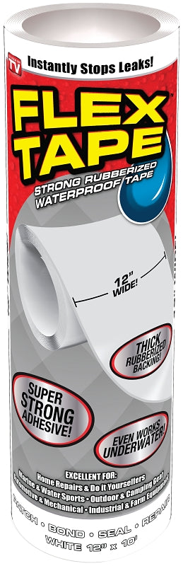 Flex Tape TFSWHTR1210 Tape, 10 ft L, Rubber Backing, 12 in W