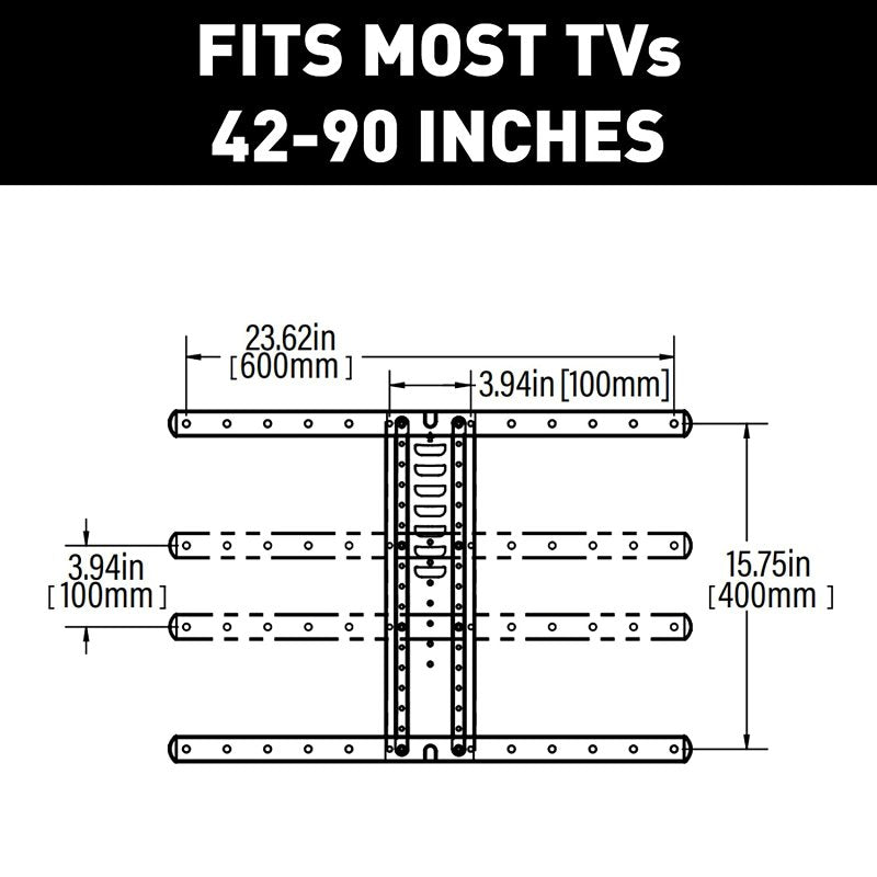 Sanus LLF225 Full-Motion TV-Mount, Steel, Black, Wall, For: 42 to 90 in, Up to 120 lb TVs