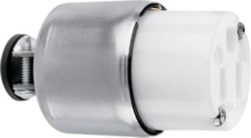 Legrand PS515CACC20 Armored Connector, 2 -Pole, 15 A, 125 V, NEMA: NEMA 5-15R, White