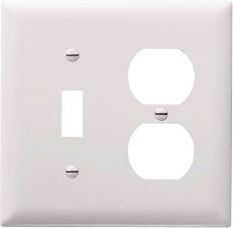 Pass & Seymour TradeMaster TP Series TP18-W Combination Wallplate, 4-3/4 in L, 4.68 in W, Standard, 2-Gang, Nylon