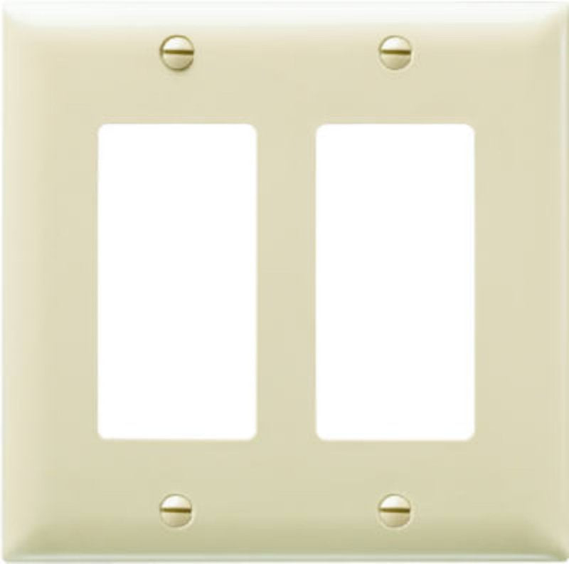 Legrand TradeMaster TP262ICC30 Switch Wallplate, 4-11/16 in L, 4-3/4 in W, 2 -Gang, Nylon, Ivory, Matte