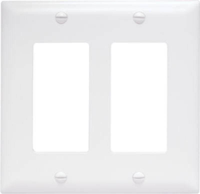 Pass & Seymour TradeMaster TP Series TP262-W Wallplate, 4-11/16 in L, 4-3/4 in W, 2-Gang, Nylon, White, Matte