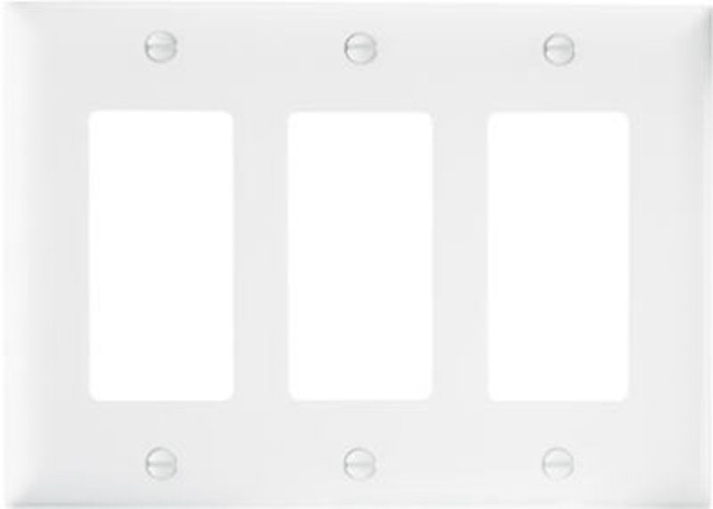 Pass & Seymour TradeMaster TP Series TP263WCC12 Wallplate, 4-11/16 in L, 6.563 in W, 3-Gang, Nylon, White