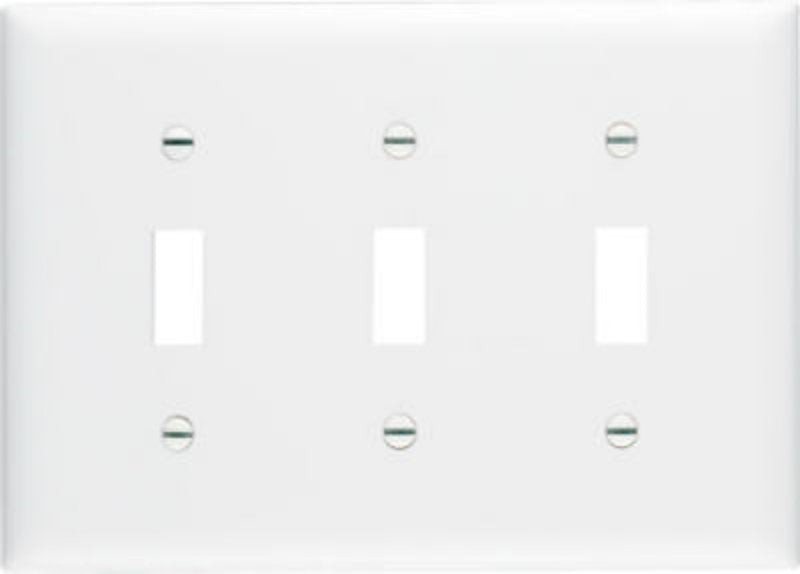 Legrand TP3WCC12 Switch Wallplate, 4.68 in L, 6-1/2 in W, 3 -Gang, Nylon, White
