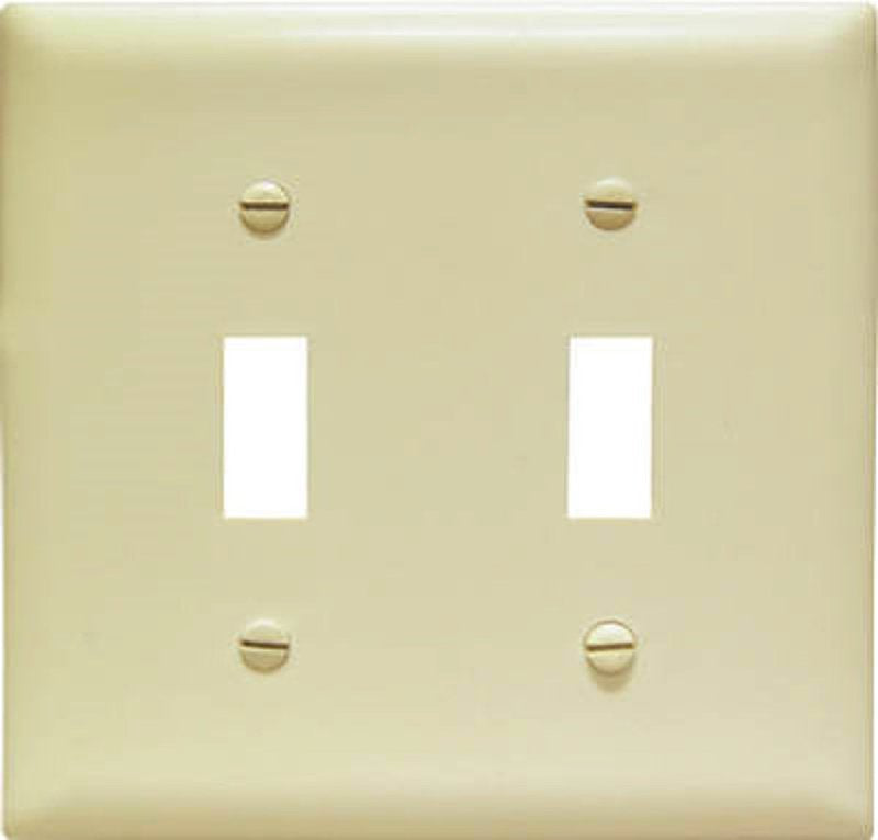 Pass & Seymour TradeMaster TPJ Series TPJ2ICC10 Wallplate, 5-1/16 in L, 5-1/8 in W, 2-Gang, Nylon, Ivory, Matte