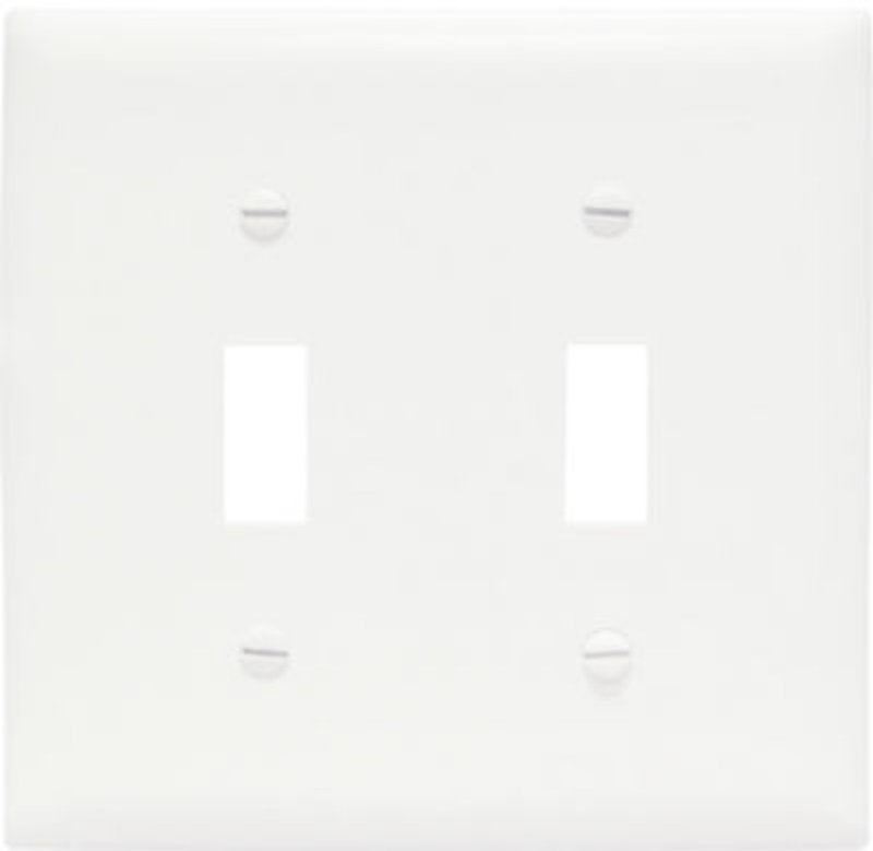Pass & Seymour TradeMaster TPJ Series TPJ2WCC10 Wallplate, 5-1/16 in L, 5-1/8 in W, 2-Gang, Nylon, White, Matte