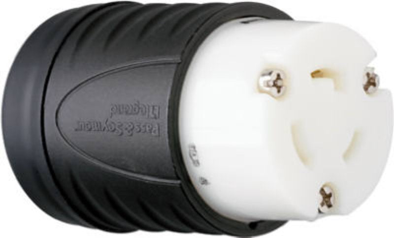 Legrand Turnlok L520CCCV3 Locking Connector, 2 -Pole, 20 A, 125 V, IP20, NEMA: NEMA L5-20R, Black/White