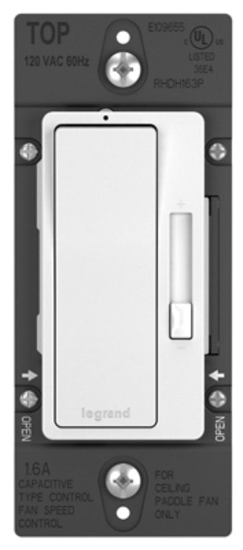 Legrand Radiant Series RHDH163PTCCCV6 Fan Speed Control De-Hummer, Hardwired, 1-Pole, 1.6 A, 120 V