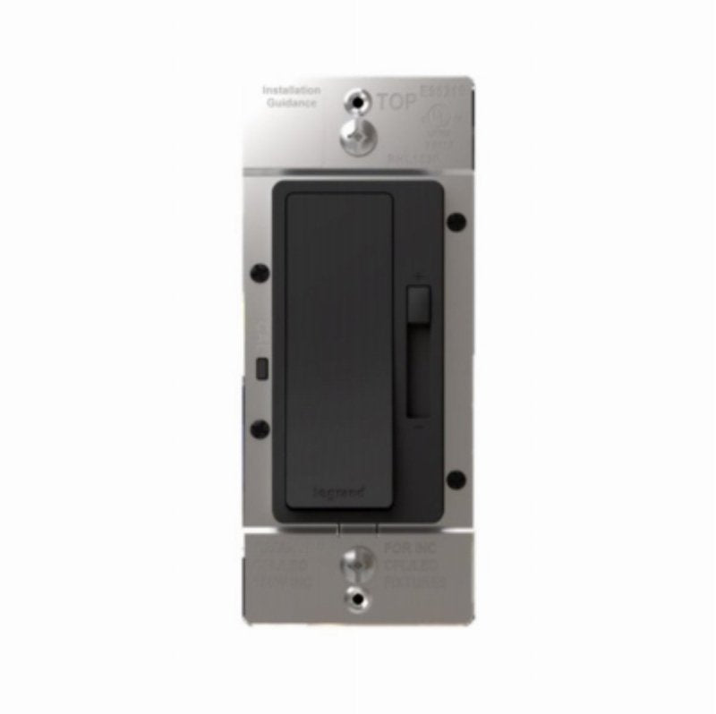 Legrand radiant Series RHL153PBKCC4 3-Way Dimmer, 1.25 A, 120 V, 150 W, CFL, Incandescent, LED Lamp, Black