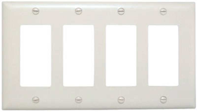 Pass & Seymour TradeMaster TP Series TP264WCC10 Wallplate, 5-1/2 in L, 4-Gang, Nylon, White