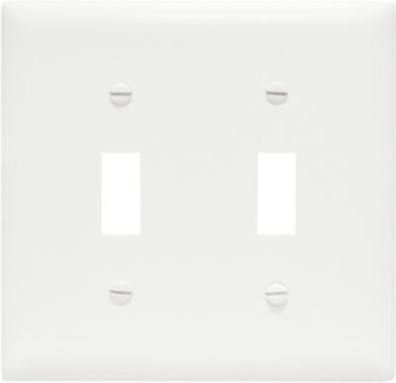 Legrand TP2WCC30 Switch Wallplate, 4.68 in L, 4-3/4 in W, 2 -Gang, Nylon, White, Smooth