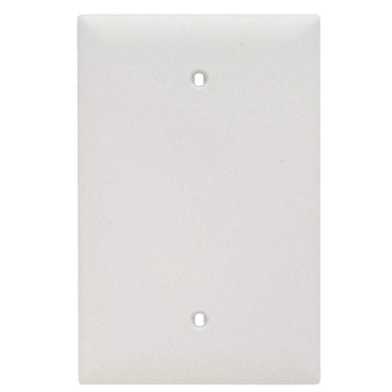 Pass & Seymour TradeMaster TPJ Series TPJ13W Blank Wallplate, 5.06 in L, 3.31 in W, 0.07 in Thick, 1-Gang, Nylon, White