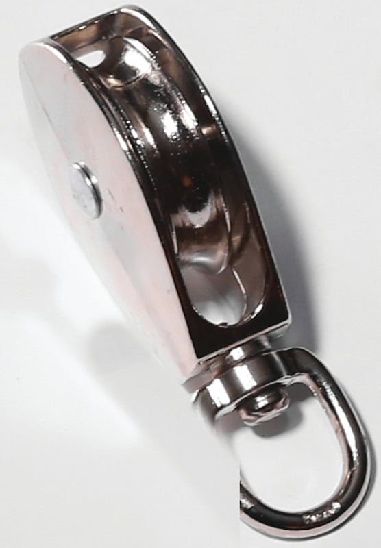 Baron 0173ZD-1/2 Swivel Eye Pulley, 5/32 in Rope, 25 lb Working Load, 1/2 in Sheave, Nickel