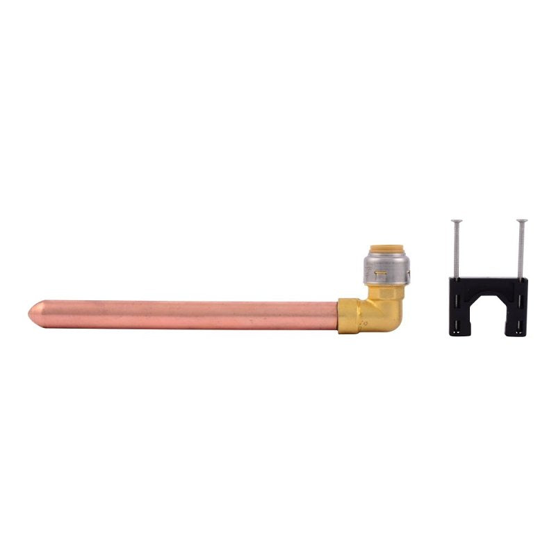 SharkBite Max Series UR351A Stub-Out Elbow with 6 in Copper Tube, 1/2 in, 90 deg Angle, Brass, 250 psi Pressure