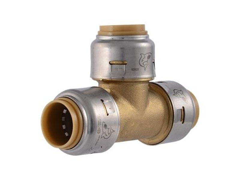 SharkBite Max Series UR362A Pipe Tee, 1/2 in, PTC, Brass, 250 psi Pressure