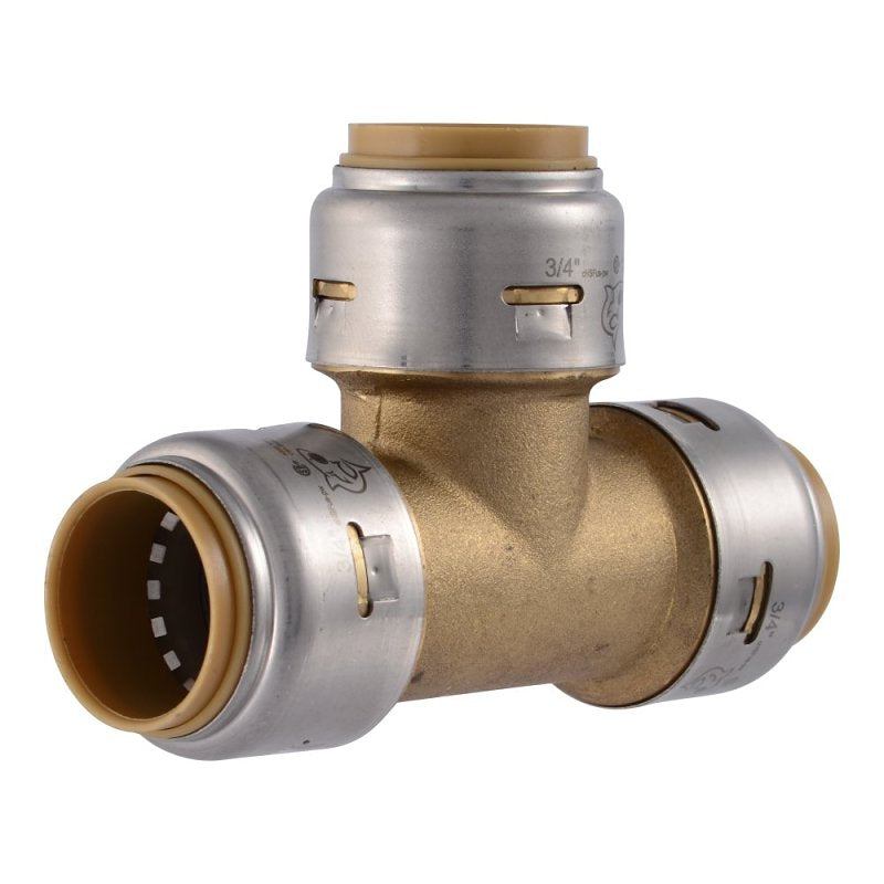 SharkBite Max Series UR370A Pipe Tee, 3/4 in, Push-To-Connect, Brass, 250 psi Pressure