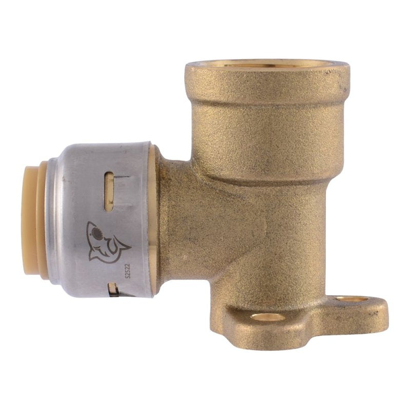 SharkBite Max Series UR334A Drop Ear Elbow, 1/2 in, 90 deg Angle, Brass, 250 psi Pressure
