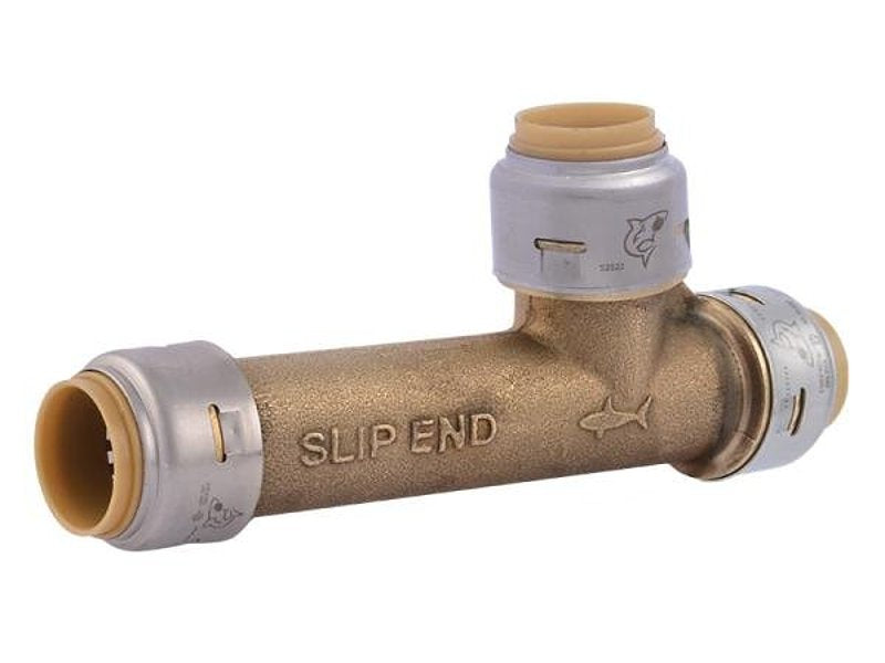 SharkBite Max Series UR3362A Pipe Tee, 1/2 in, PTC, Brass, 250 psi Pressure