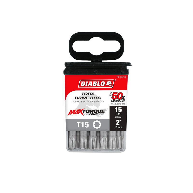 Diablo DT152P15 Drive Bit, #15 Drive, Torx Drive, 1/4 in Shank, Hex Shank, 2 in L, HSS