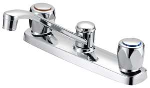 Boston Harbor OMETQO1235CP-LF Kitchen Faucet, 1.8 gpm, 3-Faucet Hole, Metal/Plastic, Chrome, Deck, 8 in Faucet Centers