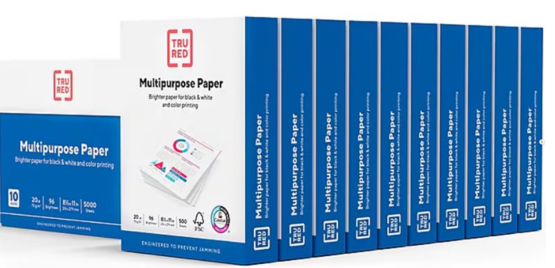 Staples 40414/1555R Multi-Purpose Color Printer Paper, 8-1/2 x 11 in, White, Pack of 10