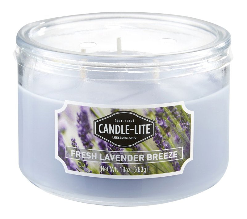 Candle-Lite 1879404 Scented Candle with Acetate Lid, 10 oz, Fresh Lavender Breeze, 40 hr, Violet, Pack of 4