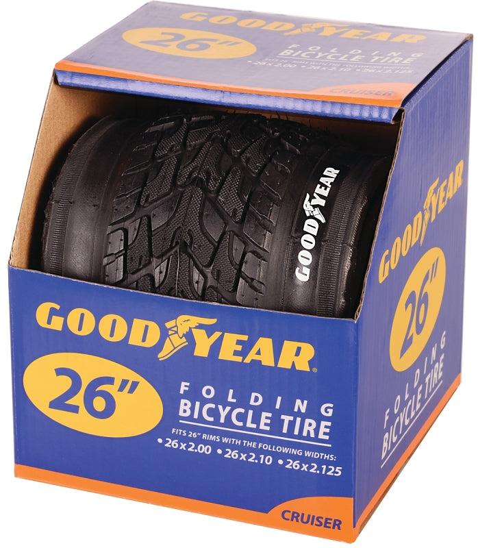 Kent 91060 Cruiser Tire, 26 x 2-1/8 in Dimensions, Folding, Black, For: 24 x 2 to 2.10 to 2-1/8 in Rim, Pack of 2