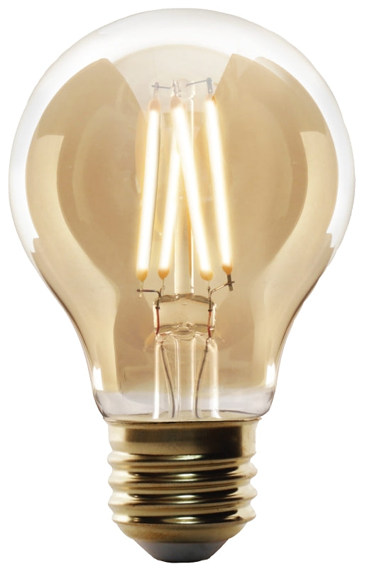 Feit Electric AT19/VG/LED Bulb, Decorative 4W, 60W Replacement AT19 E26 Dimmable Straight Filament Amber Glass Vintage Edison LED Light Bulb, Soft White., Pack of 4