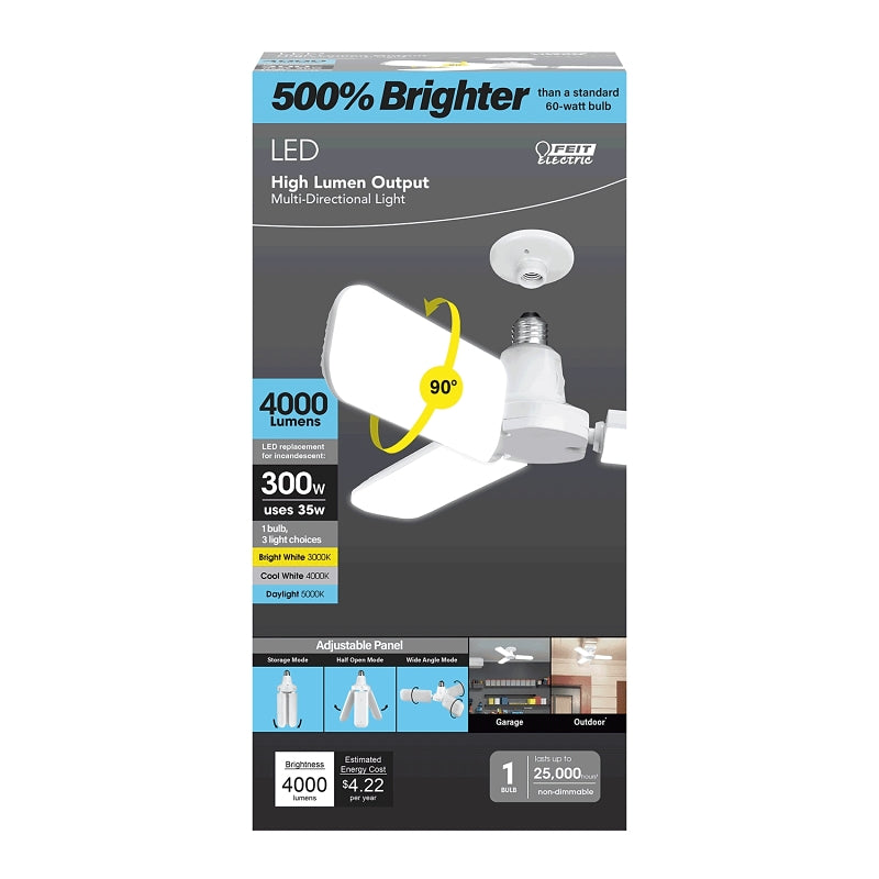 Feit Electric ADJ4000/3CCT/LED Multi-Directional LED Light, 300 W Equivalent, E26 Medium Lamp Base, Non-Dimmable, White