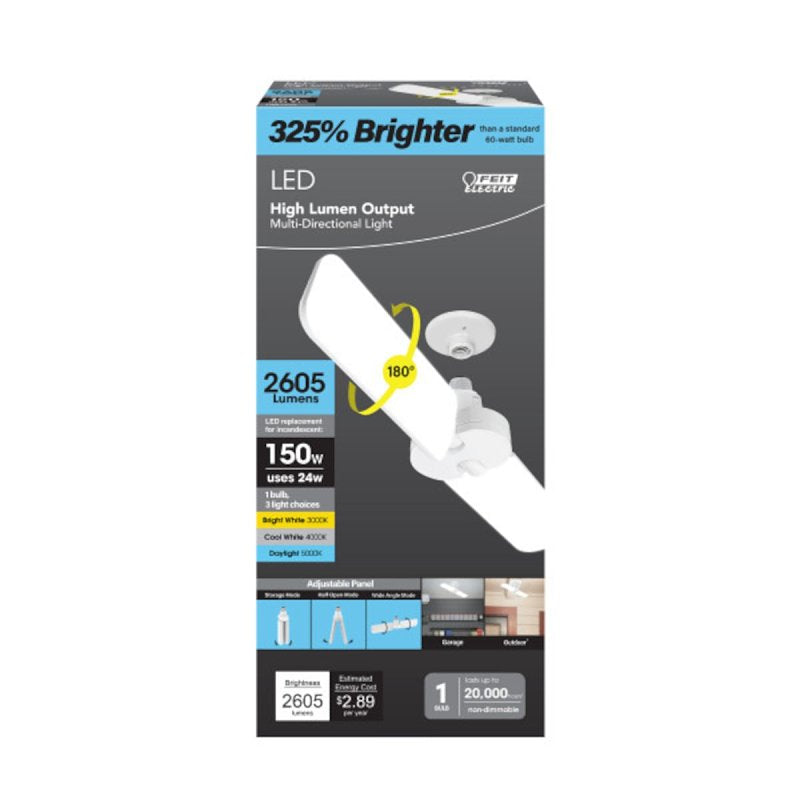 Feit Electric ADJ2600/3CCT/LED Multi-Directional Panel Light, 150 W Equivalent, E26 Medium Lamp Base, Non-Dimmable