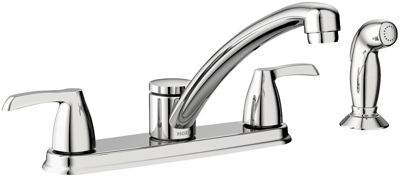Moen Adler Series 87046 Kitchen Faucet, 1.5 gpm, 2-Faucet Handle, Stainless Steel, Chrome-Plated, Deck Mounting