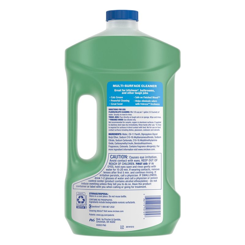 Mr Clean 07256 Cleaner, 64 oz Bottle, Liquid, Febreze Meadows, Rain