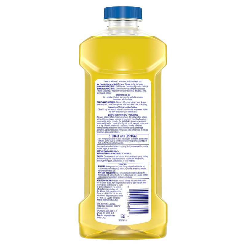 Mr Clean 80375756 All-Purpose Cleaner, 23 oz Bottle, Liquid, Lemon