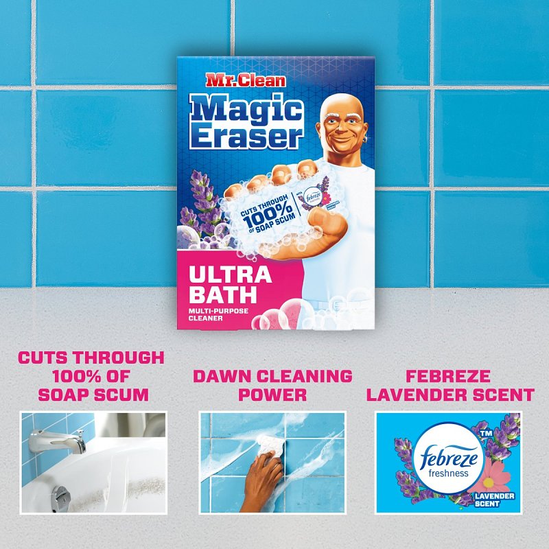 Mr Clean Magic Eraser Ultra Bath Series 030772128299 Multi-Purpose Cleaner, Sponge, Lavender