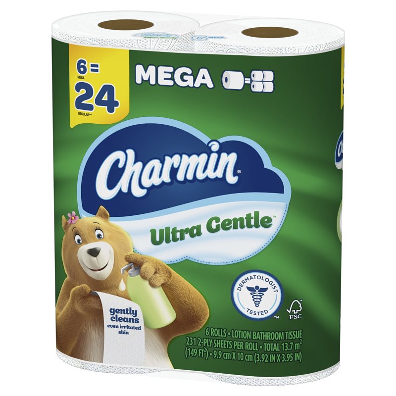 Charmin Ultra Gentle 030772093412 Toilet Paper Roll, 2-Ply, Pack of 4