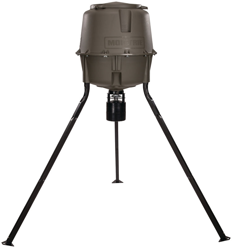 Moultrie Elite II Series MFG-13449 Tripod Deer Feeder, Battery, 200 lb Hopper, 6 Feed Times, 360 deg Feed Pattern, ABS