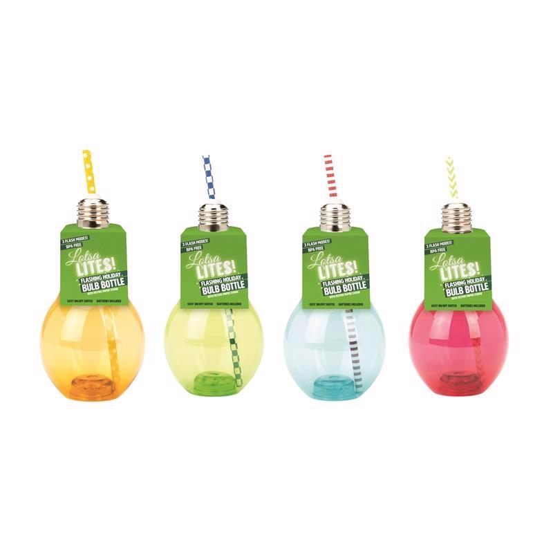 DM Merchandising Lotsa Lites 12 oz Assorted BPA Free Flashing Bulb Tumbler, Pack of 12